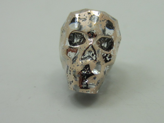 2pcs. 13mm  SKULL ROSE PATINA BEAD European Rhinestones